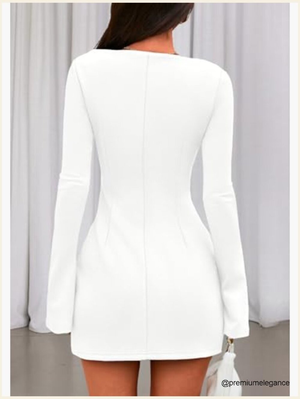 Long Sleeve Bodycon Mini Dress Boat Neck Knit Elegant Party Formal - Picture 5 of 7